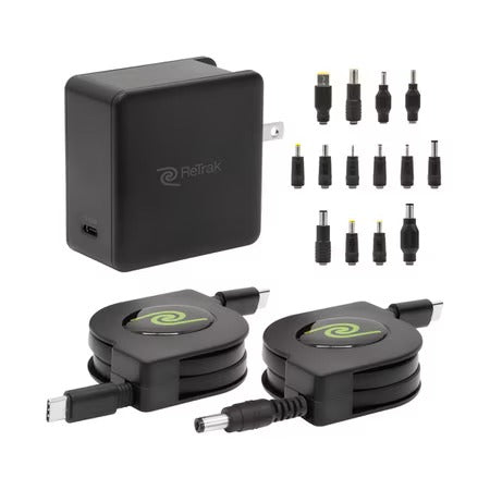 Helix/Retrak Charger 67W with 14 Tips Black + 6 inch USB-C Cable for Apple/PC Laptop