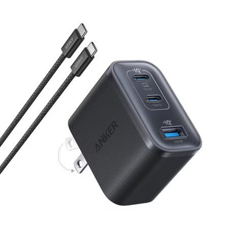 CHARGEUR MURAL ANKER NANO 70W 3 PORTS USB-C AVEC CÂBLE USB-C NOIR DE PIERRE