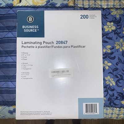 POUCH LAM 9X11.5 3ML 200CT