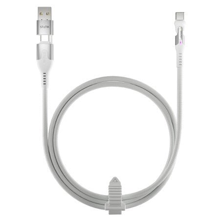 Câble Statik PowerPivot Pro de charge/synchronisation tressé en nylon USB-C vers USB-C de 1 m (blanc)