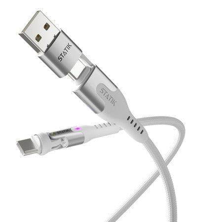 PowerPivot Pro Nylon Braided Charge/Sync Cable USB-C to USB-C 3.3ft (White)