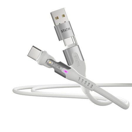 PowerPivot Pro Nylon Braided Charge/Sync Cable USB-C to USB-C 3.3ft (White)