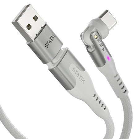 PowerPivot Pro Nylon Braided Charge/Sync Cable USB-C to USB-C 3.3ft (White)