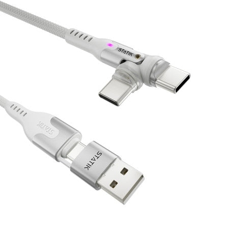 PowerPivot Pro Nylon Braided Charge/Sync Cable USB-C to USB-C 6.6ft (White)