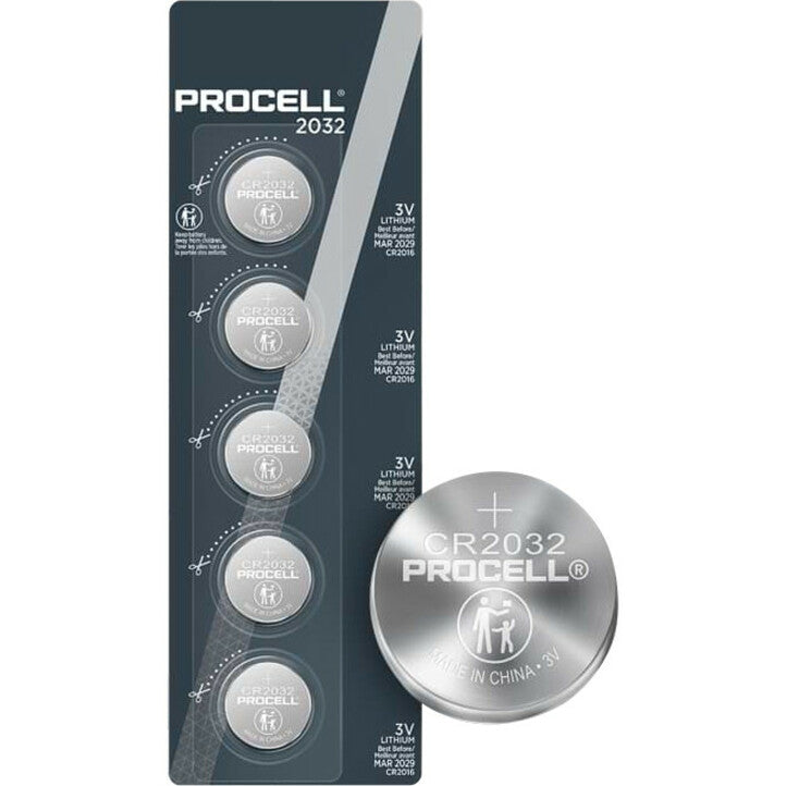 Pile au lithium-dioxyde de manganèse Procell CR2032, paquet de 5 (245 mAh, 3V)