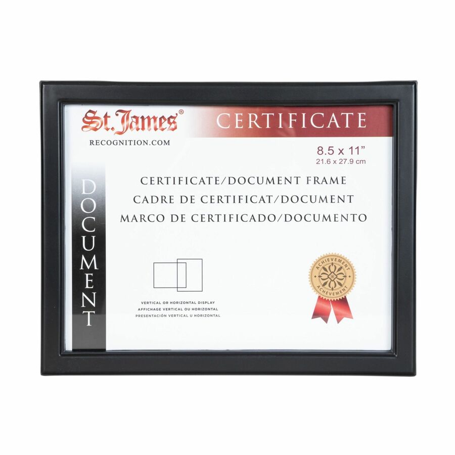 Cadre pour certificat/document/diplôme St. James®, 8,5x11 po, noir