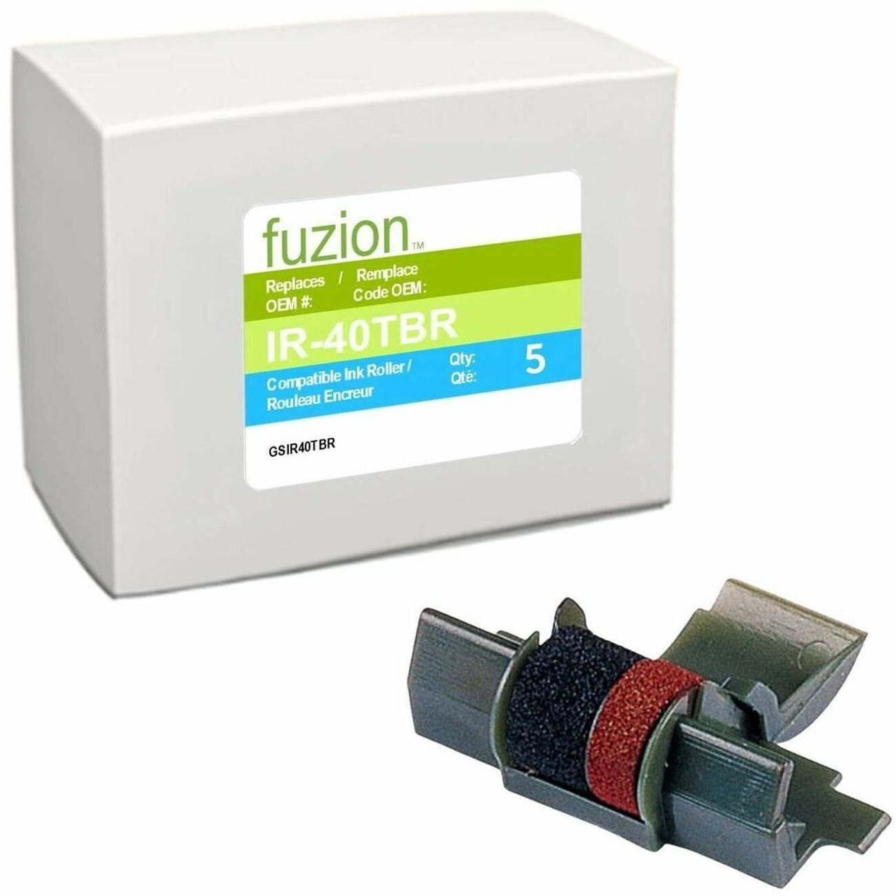 Rouleau encreur compatible fuzion IR-40T - Noir/Rouge - BOÎTE DE 5