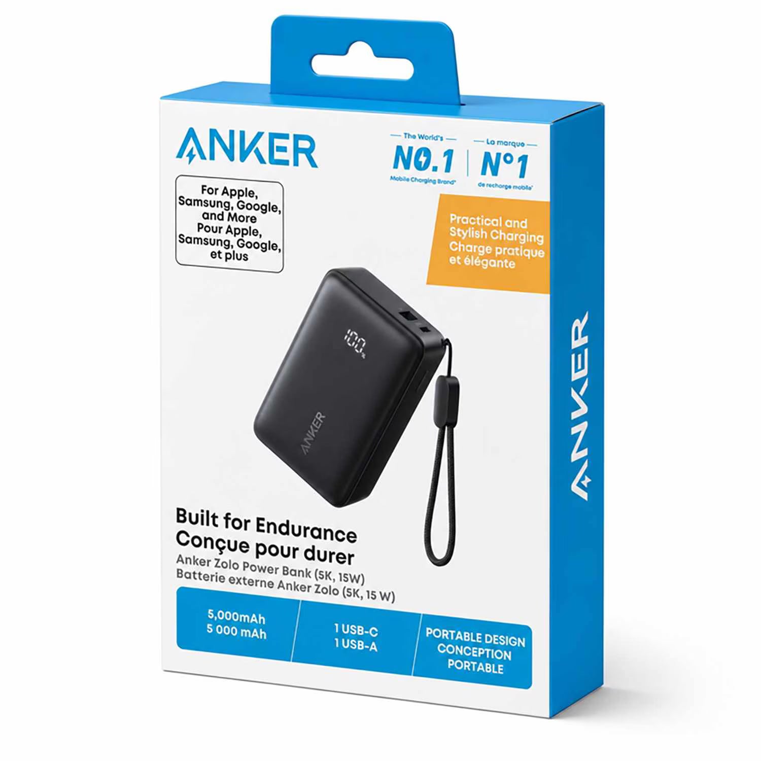 Anker Zolo 5000mAh 22.5W Compact Portable Battery (Black)