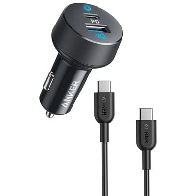 ANKER 35W CAR CHARGER 2 PORT USB A/USBC WITH USBC CABLE BLK