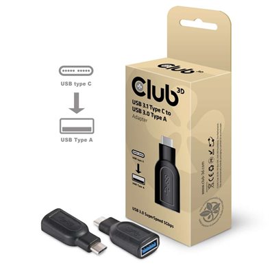 CLUB USBC 3.1 GEN 1 MALE TO USB 3.1 GEN 1 FEMALE ADAPTER BLK
