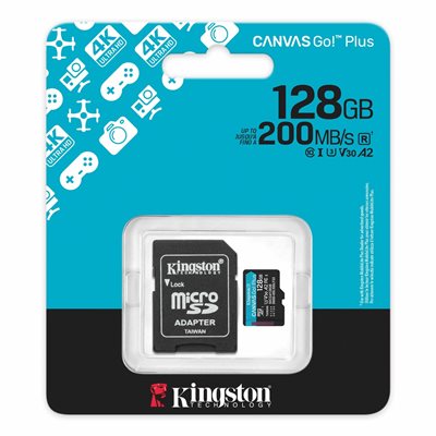 KINGSTON 128GB MICROSDXC CANVAS GO PLUS GEN 4 200MB/S A2 U3