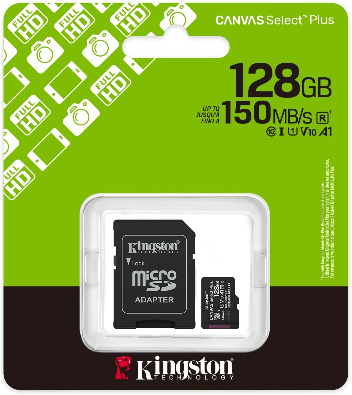 KINGSTON CANVAS SELECT PLUS 128GB MICROSDXC GEN 3 150MB/S