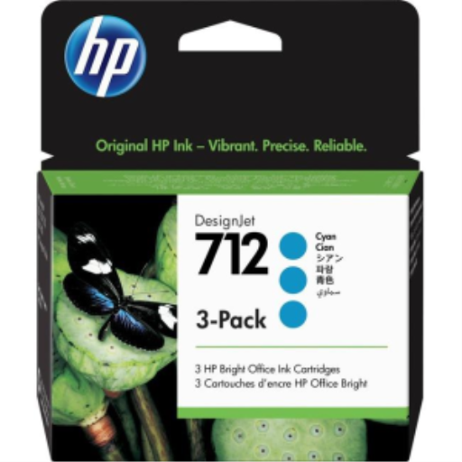 HP 712 Cyan Ink Cartridge 3-Pack