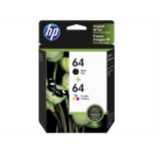 HP 64 Tri-color/Black Ink Crtg Cmbo 2-Pk
