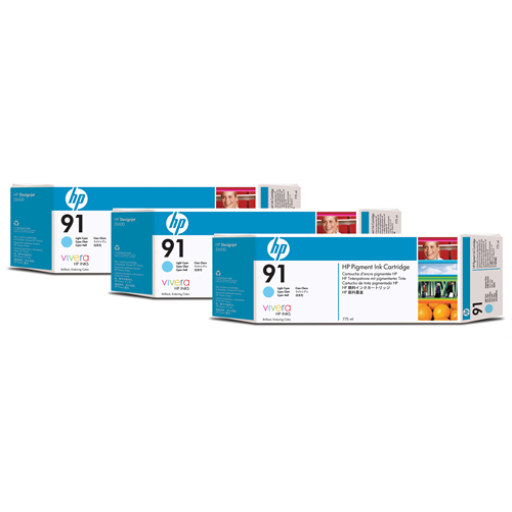 HP 91 Light Cyan 3 Pack Ink Cartridge
