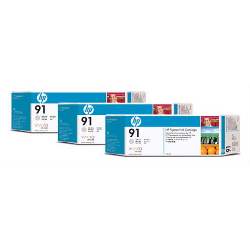 Cartouche d'encre HP 91 Gris clair (lot de 3)