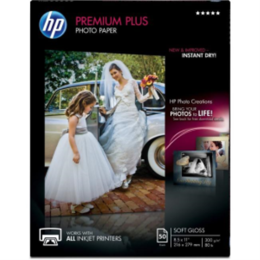Cr667a Papier photo HP Premium Plus Brillant doux 21,6x27,9 cm 50 feuilles par HP Inc.