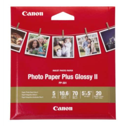 PP-301 Papier photo glacé Plus 5 po x 5 po (20 feuilles/paquet)