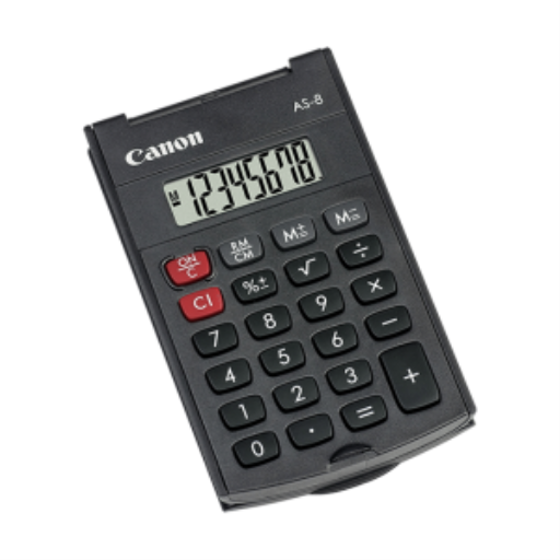 Calculatrice de poche Canon AS-8 noire 8 chiffres 4598B009