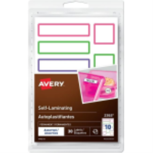 2363Avery® Étiquettes auto-plastifiantes à écrire à la main, formats assortis Couleurs assorties / Permanent