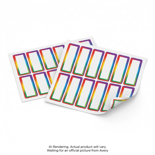 Avery No-Iron Fabric Labels, ¾" x 1¾", Rainbow border, 24/pkg