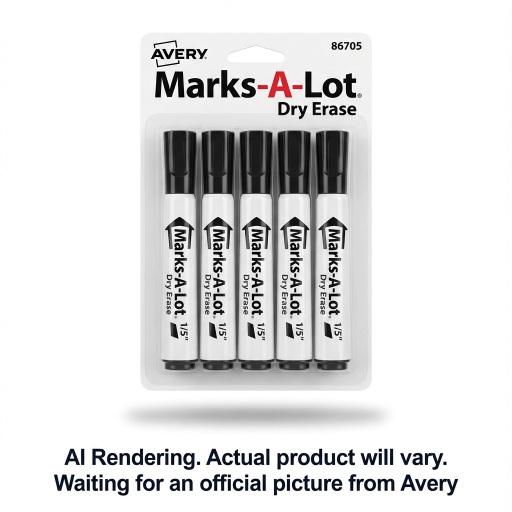 MARQUEURS POUR TABLEAU BLANC MARKS–A–LOT, PAQUET DE 5, NOIR,