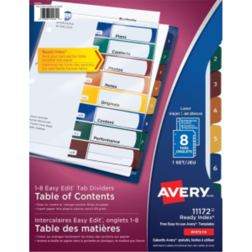 INTERCALAIRES TABLE DES MATIÈRES PRÊTS À L'EMPLOI, 8 TA