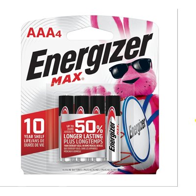 ENERGIZER   MAX AAA E92BP-4 ALKALINE BATTERIES 4PK