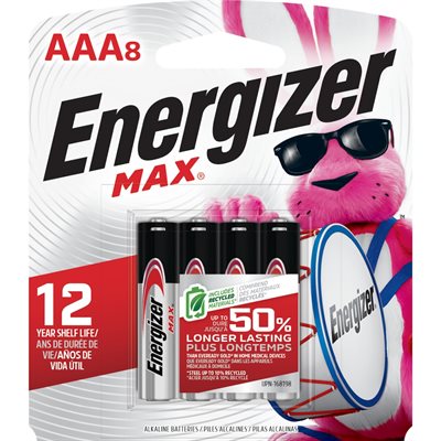 ENERGIZER  MAX AAA E92MP-8 ALKALINE BATTERIES 8PK