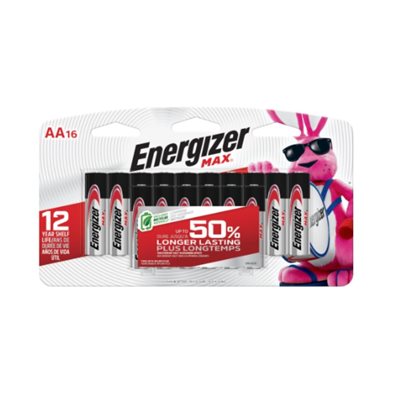 AA ENERGIZER MAX E91BP16 ALKALINE BATTERY COMBO 16 CARD