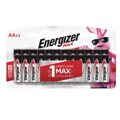 AA ENERGIZER MAX E91B24 ALKALINE BATTERIES 24 CARD