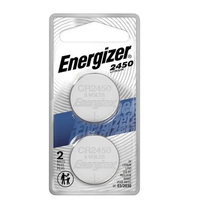 CR2450 ENERGIZER 3V LITHIUM  COIN CELL BATTERIES 2 CARD