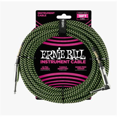 ERNIEBALL       18' BRAIDED CABLE BLK/GREEN