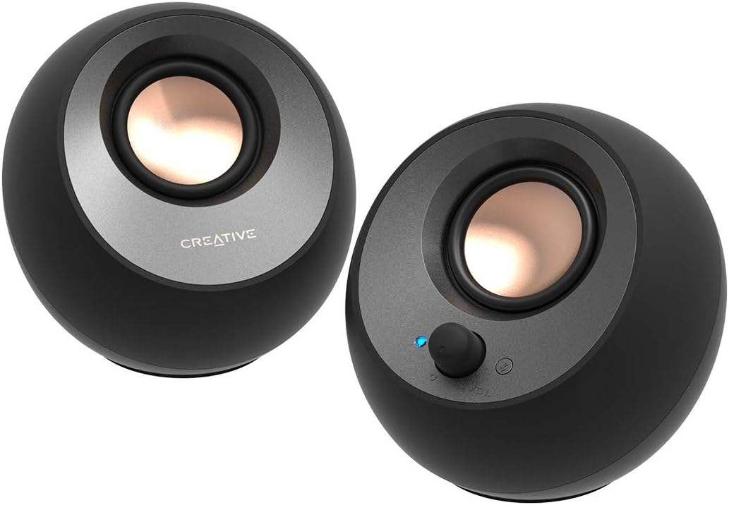 Creative Pebble V3, 2.0 USB-C Desktop Speakers, Bluetooth 5.0
