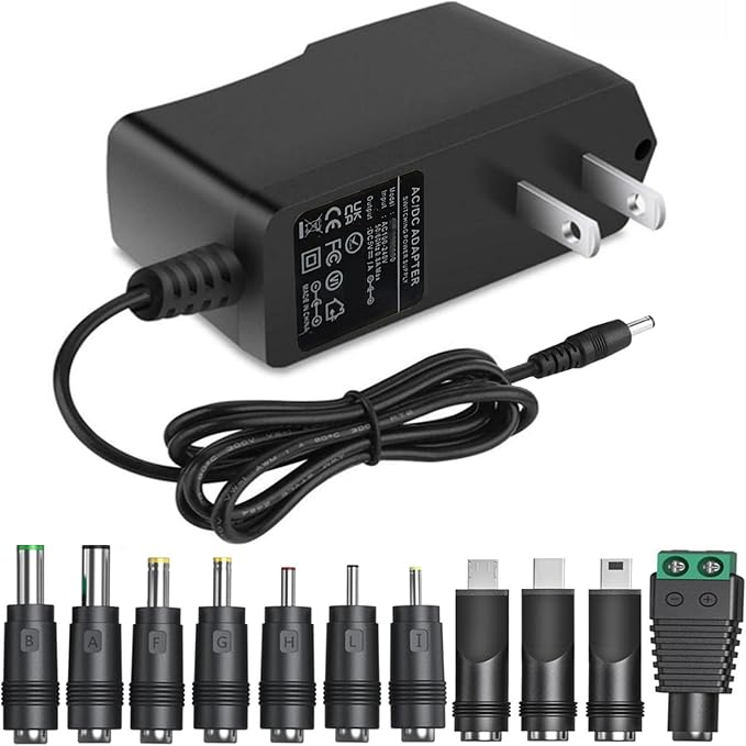 5V 1A AC Adapter DC5V Power Supply Cord with 11 Plug Tips AC to DC