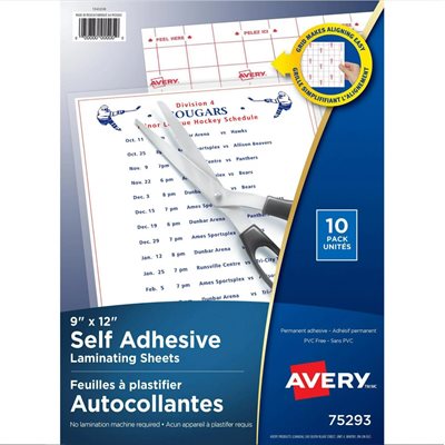 LAMINATING SHEETS AVERY 9x12 10PK