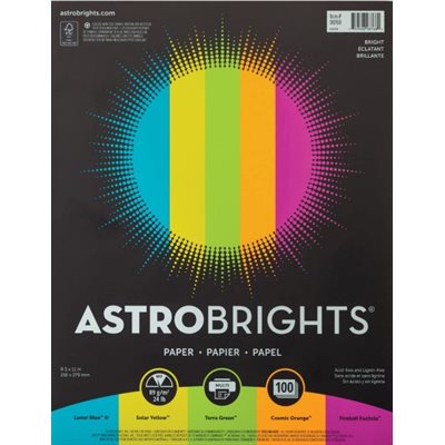 ASTROBRIGHTS LETTR 24LB ASST 20X5 CLRS 100SH