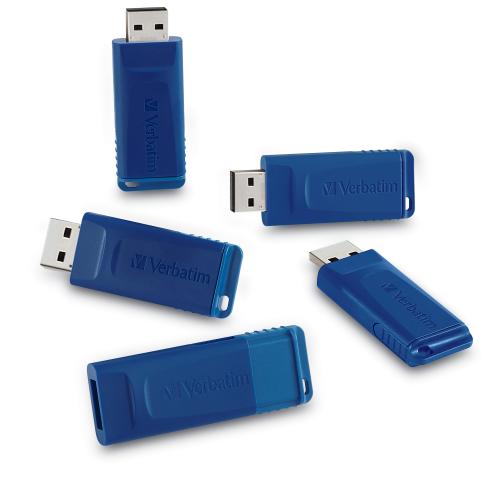Verbatim 8GB Cap-less USB 2.0 Flash Drive - 5 Pack - Blue