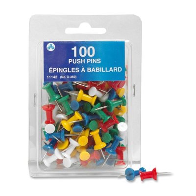 ACME PUSH PINS ASSORTED 100/PK