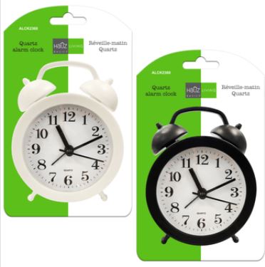 Quartz Alarm Clock 2 Assorted Colours Alck2360