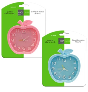 Quartz Alarm Clock 2 Assorted Colours Alck3353