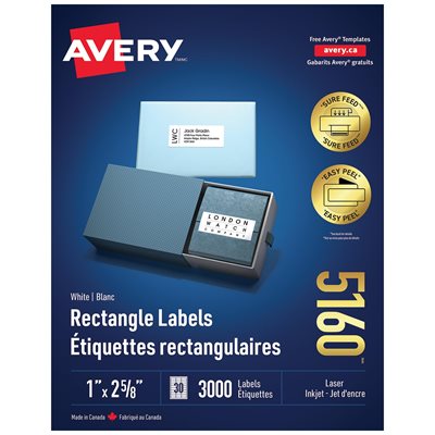 AVERY MAILING LABEL EASY PEEL 1"X2.5/8"