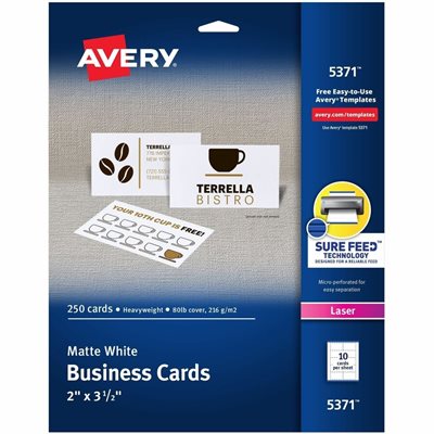 AVERY BUSINESS CARD LASER WHITE (250)