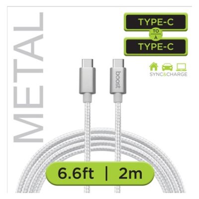 BOOST 6.6FT TYPE C TO TYPE C TANGLE-FREE DOUBLE BRAIDED CABL