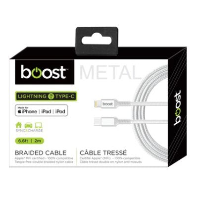 BOOST    TYPE-C >LIGHTNING METAL CABLE 2M