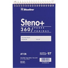 BLUELINE WHITE PAPER WIREBOUND RULED STENO PAD (350)