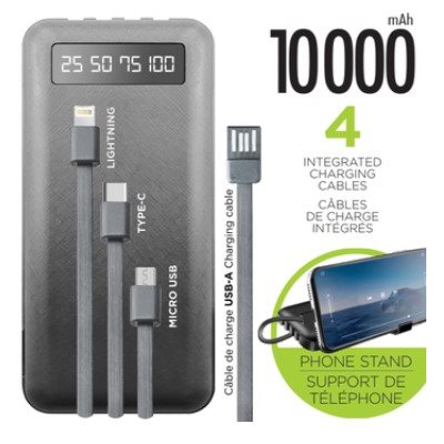BOOST POWER BANK 10000 MAH WITH INT CHARGE CABLES