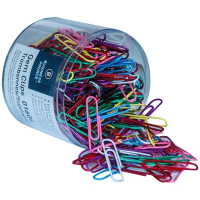 BUSINESS SOURCE VIINYL COATED GEM PAPER CLIPS