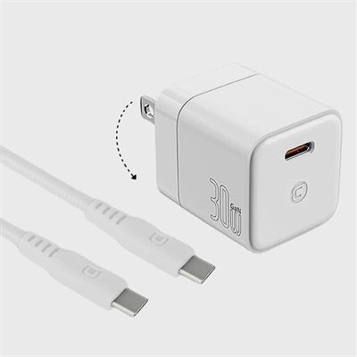 CASECO  GAN 30W WALL CHARGER+BRAIDED USBC TO USBC CABLE WHIT