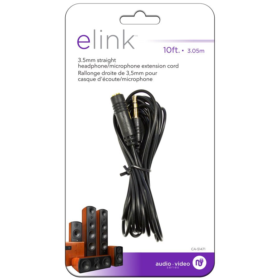 ELINK 10FT 3.5MM HEADPHONE STRAIGHT EXTENSION CORD